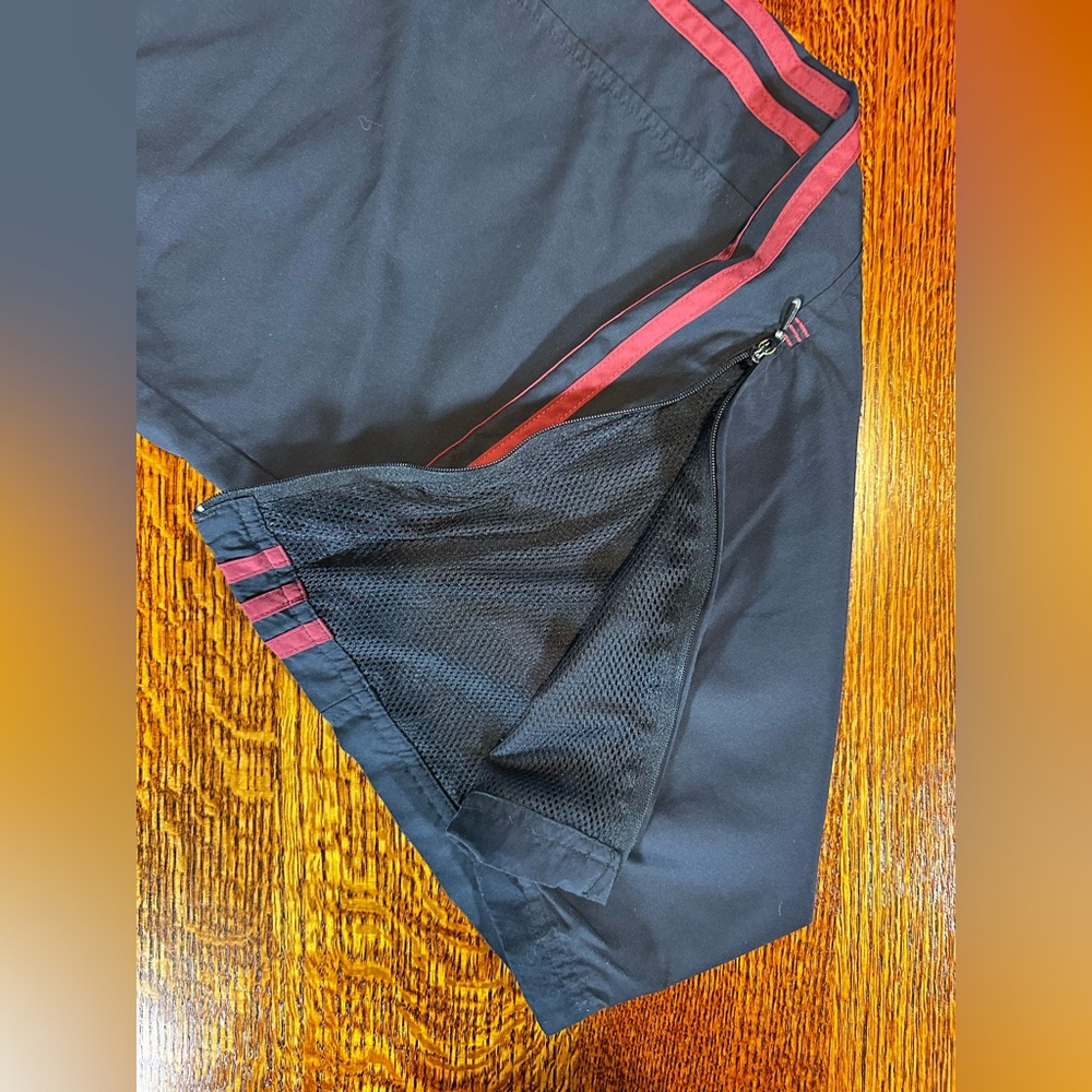 Adidas Track Pants Black with Red Stripes + Zipper Leg Size M - Picture 6 of 6